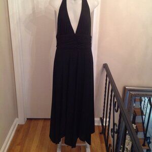 Vintage BCBG Max Azria Plunging Neckline Low Back Halter Dress L USA